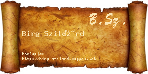 Birg Szilárd névjegykártya